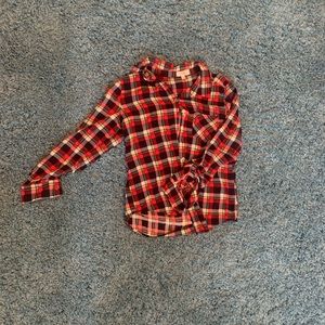 Red, navy, white, green plaid button up! Love it small